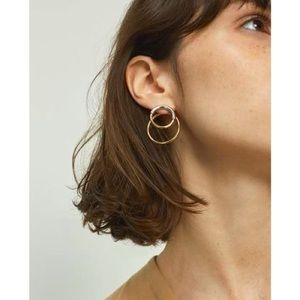Two toned silver and gold Jenny bird hoop earrings